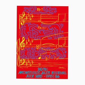 Keith HARING and Andy WARHOL, Dancing on Music Sheet, 1986, Screenprint