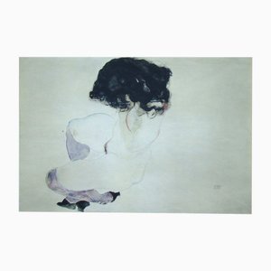 After Egon SCHIELE, Female Nude with Violet Stockings, 1968, Collotype