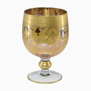 Italian Gilded Glass Goblet, 1950s