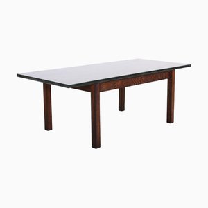 Wenge Coffee Table with Green Natural Stone Top, 1970s