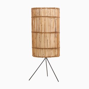 Bamboo and Rattan Floor Lamp in the style of Louis Sognot, 1950s