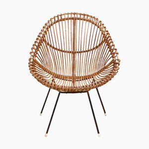 Italian Modern Rattan and Wicker Chair, 1960s