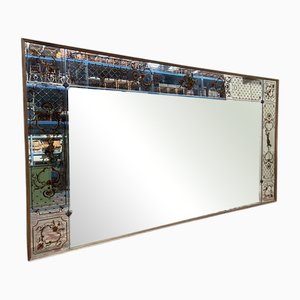 Venetian Art Nouveau Bistro or Brasserie Mirror in Eglomisé Glass