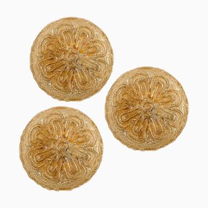 Flower Amber Glass Wall Light or Flush Mount in the style of Tynell, 1970s
