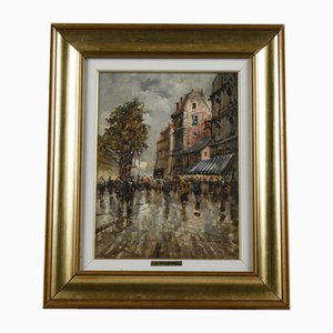 G.DE SIMONE, Paesaggio urbano di Parigi, Olio, Con cornice