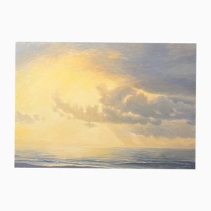 Claude Sauthier, Nuvole sul mare, anni '70, Olio su tavola