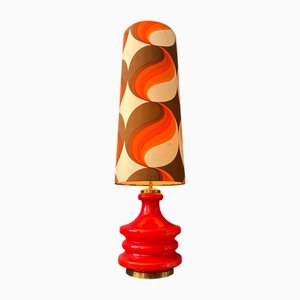 Space Age Orange Glass Floor Lamp with Fabric Shade, West Germany