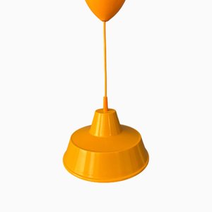 Small Vintage Industrial Yellow Pendant Lamp