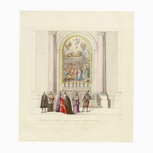 Giosuè Bernardino Meli, Raphael Transfiguration Mosaic, St Peter's, Vaticanc, 1840s, Watercolour, Marble & Paper