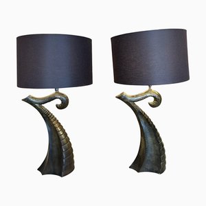 Tischlampen in organischer Form aus Bronze, 1980er, 2er Set