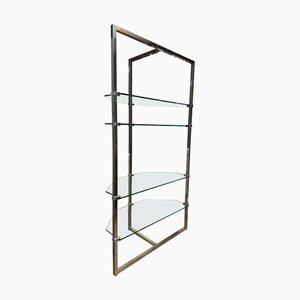 Large Chrome and Glass Corner Display Showcase by Peter Ghyczy, 1970s