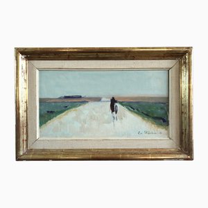 Low Horizon Street Scenes, 1950s, Paint & Lacquer & Linen, Framed