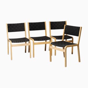 Vintage Chairs in Moulded Beech with Black Wicker by Rud Thygesen & Johnny Sørensen, Set of 4
