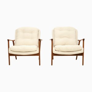 Schwedisches Vintage Nussholz Sessel Set von Inge Andersson für Bröderna Andersson, 1960er