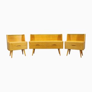 Nightstands and Chest of Drawers with Glass Shelf, Former Czechoslovakia, 1960s, Set of 3