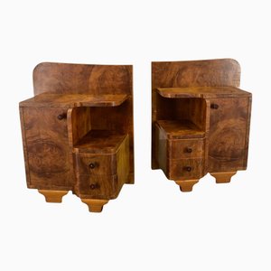Art Deco Bedside Tables, Former Czechoslovakia, 1930s, Set of 2