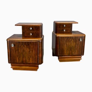 Art Deco Bedside Tables, Former Czechoslovakia, 1930s, Set of 2
