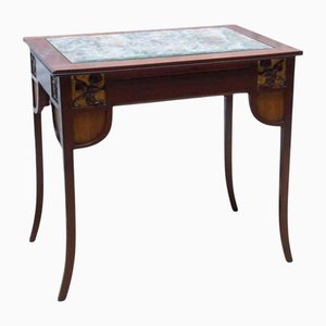 Modernist Wooden Table with Upholstered Top, Spain, Early 20th Century