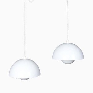 First Edition Enamel Flowerpot Pendants by Verner Panton for Louis Poulsen, 1960s, Set of 2