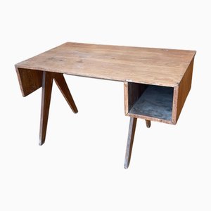 Varnished Teak Desk by Pierre Jeanneret, 1950s