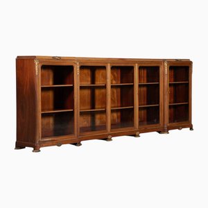 French Monumental Walnut Breakfront Glazed Bookcase, 1870s