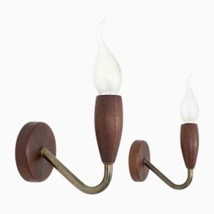 Teak Wall Lamps, Set of 2