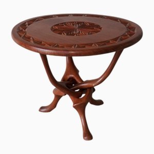 Sculptural Carved Teak Side Table, 1960s