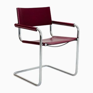 Chaise Mid-Century Rouge Vineux Modèle MG5 Centro Studi Rouge Vineux par Mart Stam & Marcel Breuer, 1970s