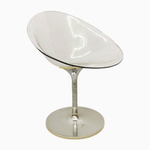 Chaise Eros Transparente avec Piètement Pivotant en Aluminium par Philippe Starck pour Kartell, Italie
