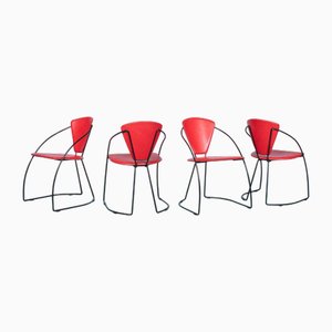 Sedie da pranzo minimaliste, Italia, anni '80, set di 4