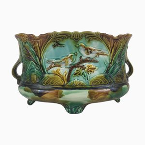 Barbotine Cache Pot von Faïencerie de Nimy, 19. Jh.