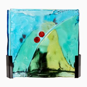 Buntglas Tischlampe, 1980er