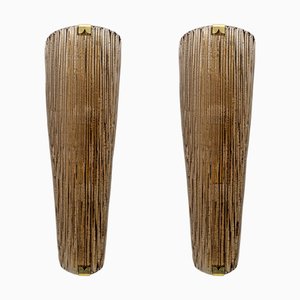 Modern Amber Murano Glass and Brass Sconces, 2000, Set of 2