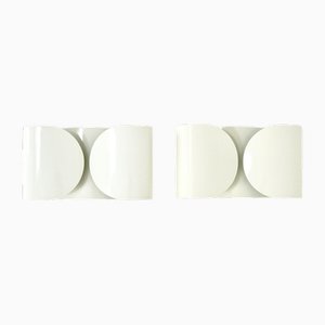 White Foglio Wall Lamps attributed to Tobia and Afra Scarpa for Flos, 1960s, Set of 2