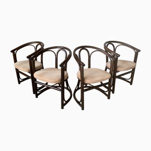 Chaises de Salle à Manger Mid-Century en Bois Courbé et Bambou par Rohe Noordwolde, Pays-Bas, 1970s, Set de 4