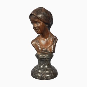 Bronze Bust of Peasant by Vincenzo Cinque, Early 1900s