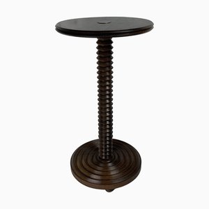 French Brutalist Wood Turned Side Table by Charles Dudouyt, 1940s