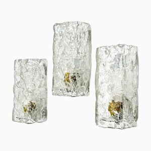 Mid-Century Ice Murano Glas Wandleuchten im Stil von Kalmar Franken, 1970er, 3er Set