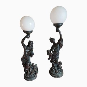 Large Vintage Table Lights, Set of 2