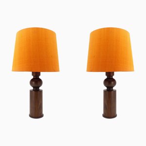 Skandinavische Tischlampen aus Kiefernholz von Uno Kristiansson für Luxus, Schweden, 1965, 1960er, 2er Set