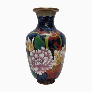 Vaso cloisonné blu cobalto, anni '80
