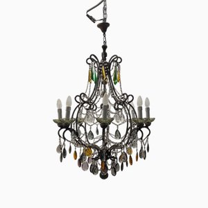 Grand Lustre Macaroni en Cristal Multicolore, 1950s