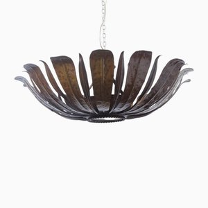 Große spanische Brutalistische Deckenlampe mit Sonnenschliff, 1950er