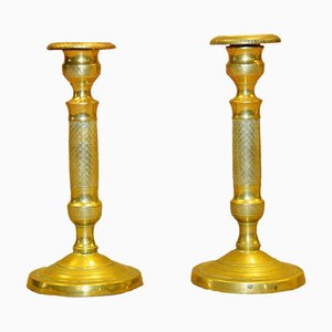 Antike Kerzenständer aus Bronze, 2er Set
