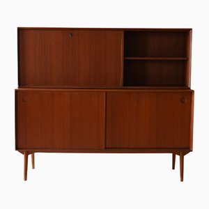 Vintage Danish Sideboard with Flap and Sliding Doors, 1950s