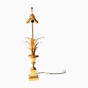 Mid-Century French Hollywood Regency Brass Pineapple Palm Lamp in the style of Maison Charles, 1960s