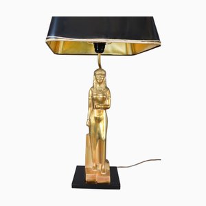 Lámpara de mesa femenina estilo Art Déco de bronce, años 70