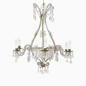 Antique Chandelier with Crystal Beads, 1890s