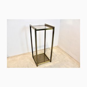 French Two-Tiered Maison Jansen Pedestal Console with Brass Accents, 1970s
