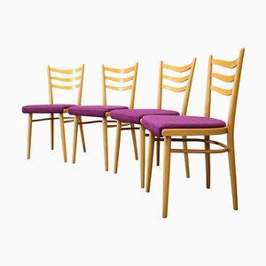 Vintage Beech Dining Chairs, Czechoslovakia, 1960s, Set of 4